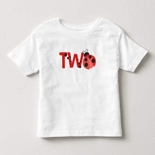 "Dois" Camisa de Aniversário de 2 anos da Ladybug  (Frente)