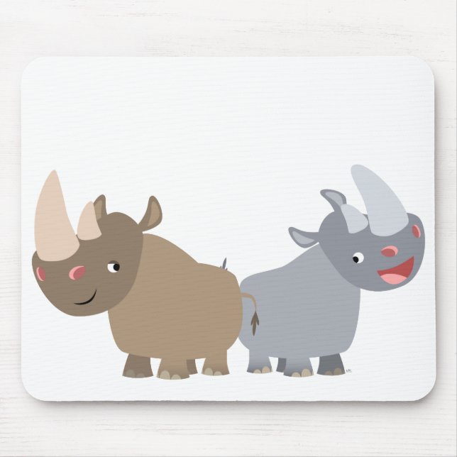 Dois Cartoon Rhinos Mousepad (Frente)