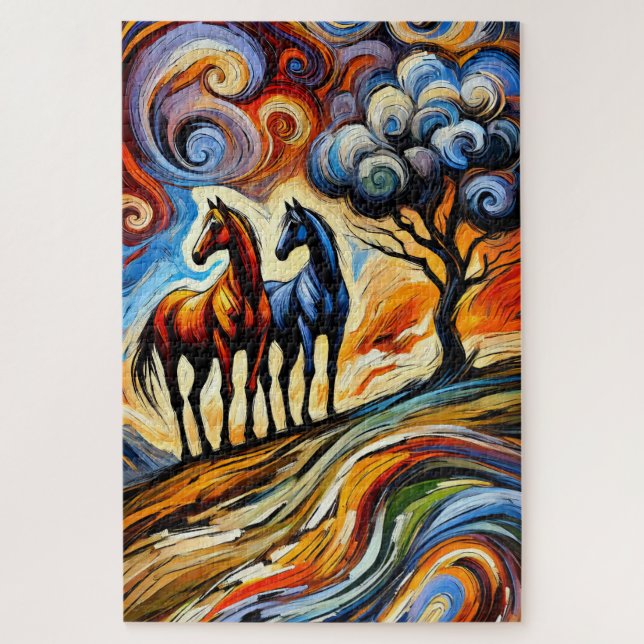 Dois Cavalos 1000 Peece Quebra-cabeça (Vertical)