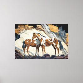 Dois Cavalos Descansando nas Rochas. Canvas impres