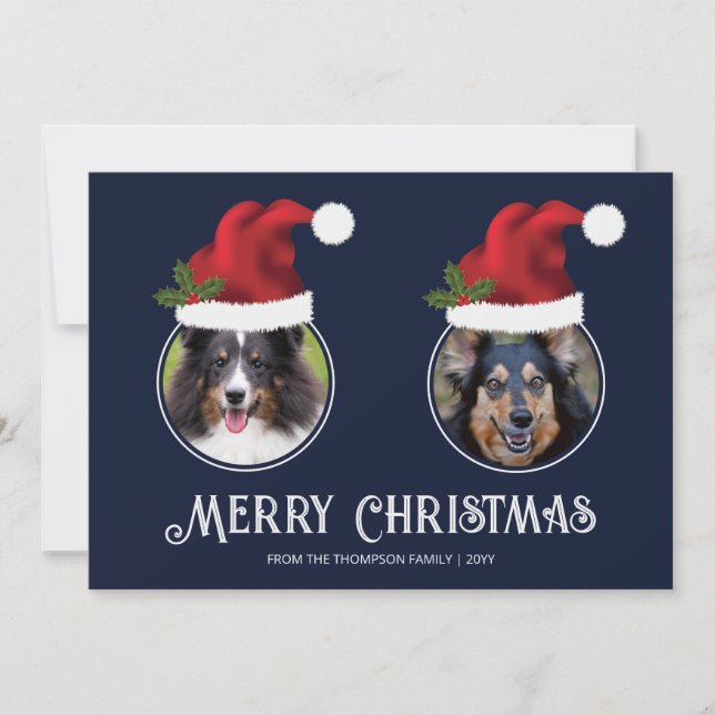 Dois Chapéus Vermelhos de Papai Noel Modelo de Fot (Frente)