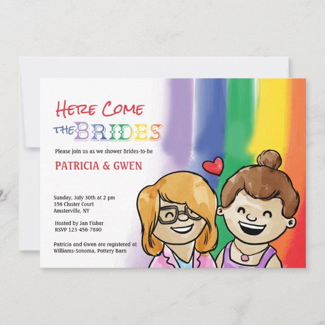 Dois Chás Felizes para Gals Lésbicas Convite (Frente)