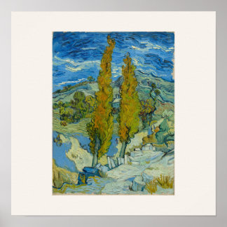Dois Choupos por Van Gogh - Poster Quadrado