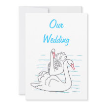 Dois Cisnes Nadando Convites De Casamento De Desen
