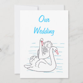 Dois Cisnes Nadando Convites De Casamento De Desen