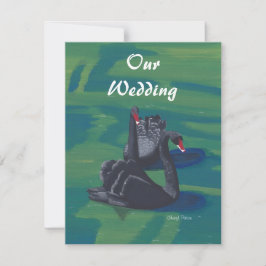 Dois Cisnes Negros Nadando Convites De Casamento