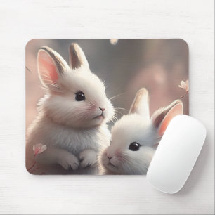 Dois coelhos bonitos com sakura Mousepad