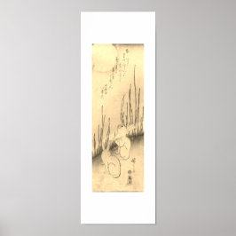 DOIS COELHOS E IMPRESSÃO DE LUA JAPONÊS