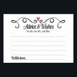 Dois Conselhos de Coração e Cartão de Casamento de<br><div class="desc">Essas placas de na moda Advice & Wish serão a adição perfeita à sua recepção de casamento. Ele apresenta uma borda esbranquiçada com um coração roxo de ameixa no topo. A dentro de texto é "Conselhos e Desejos" em uma fonte engraçada de script preto e "para o novo Sr. e...</div>