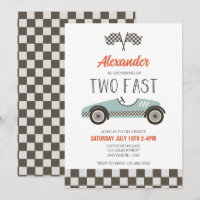 Dois Convite de Aniversário de Carro de Corrida AZ