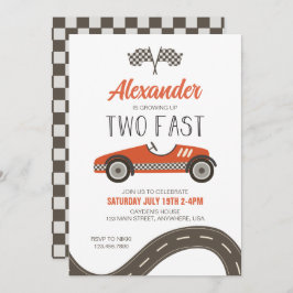 Dois Convite De Aniversário De Carro Vermelho Rápi