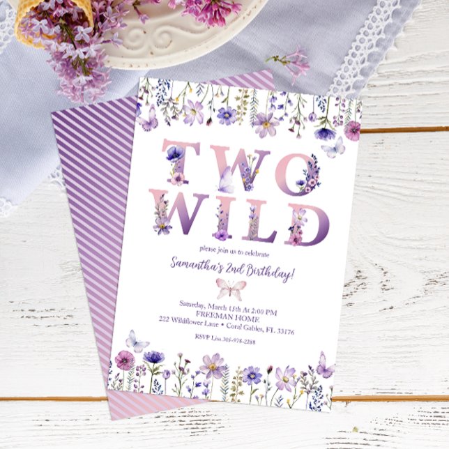 Dois Convite De Aniversário De Wild Floral (Wildflower 2nd Birthday Invite)