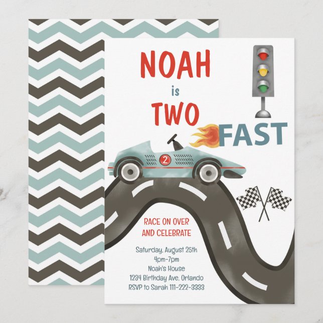 Dois Convite Rápido De Carro De Corrida De segundo (Frente/Verso)