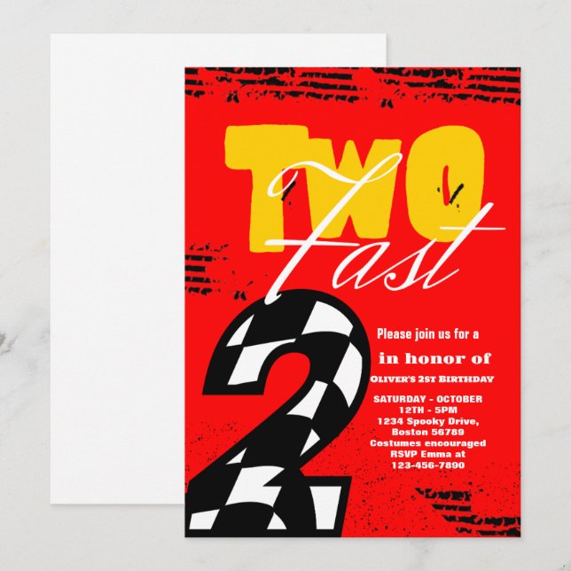 Dois Convite Rápido de Festa de segundo aniversári (Frente/Verso)