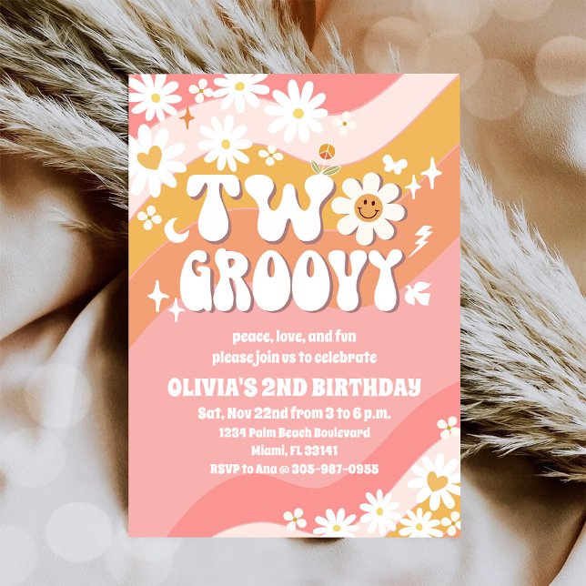 Dois Convites de Aniversário de 2 Anos Groovy (Criador carregado)