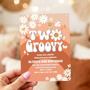 Dois Convites de Aniversário de 2 Anos Groovy