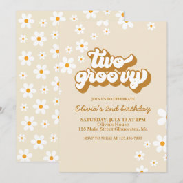 Dois Convites de Aniversário de 2 Anos Groovy Retr