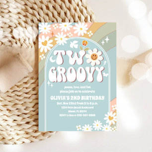 Dois Convites de Aniversário Retro Groovy