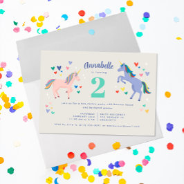 Dois Convites de aniversário Unicorn Twonicorn