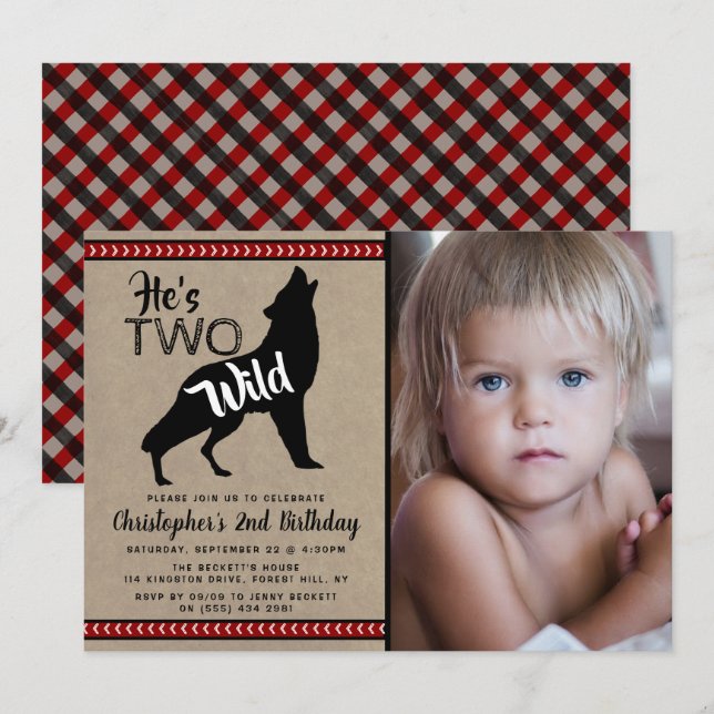 Dois Convites de festas de segundo aniversário de  (Frente/Verso)