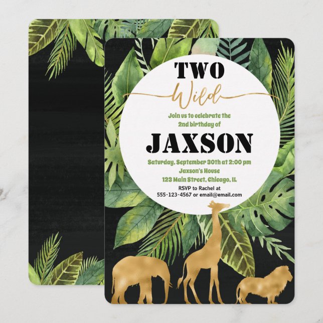 Dois convites para o segundo aniversário de segund (Frente/Verso)