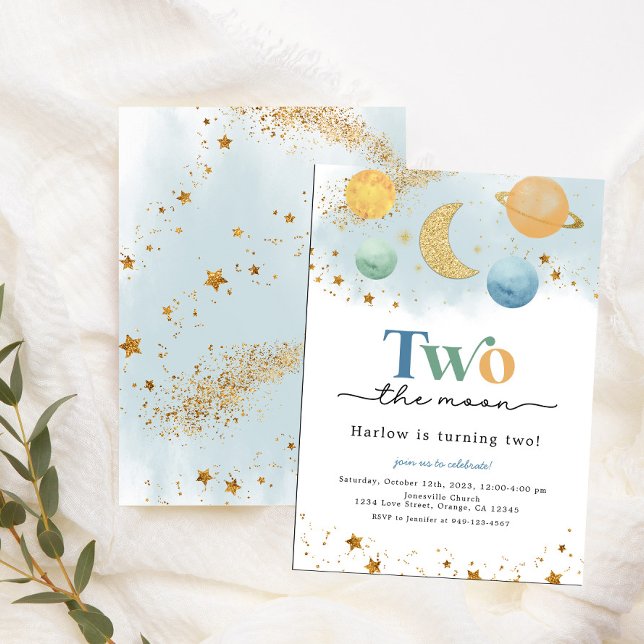 Dois convites para segundo aniversário espacial ex (Criador carregado)