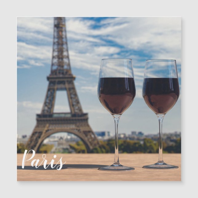 Dois copos de vinho com torre Eiffel (Frente)