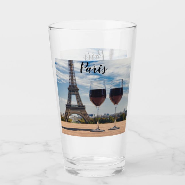 Dois copos de vinho com torre Eiffel (Frente)