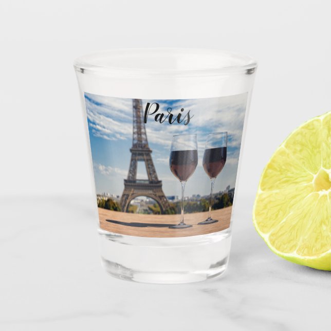 Dois copos de vinho com torre Eiffel (Frente)