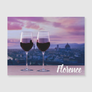 Dois copos de vinho tinto no horizonte de Florença