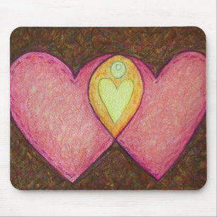 Dois corações cor-de-rosa Mousepad