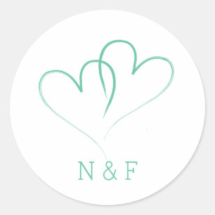 Dois Corações Interligados - Adesivo Redondo Casad