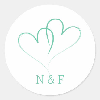 Dois Corações Interligados - Adesivo Redondo Casad