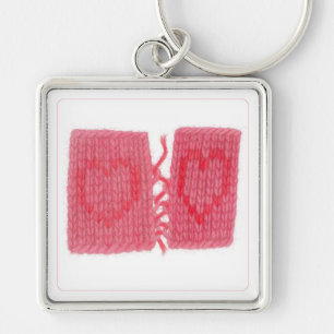DOIS CORAÇÕES KNIT Premium Square Chaveiro