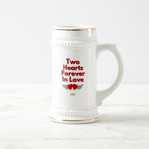Dois Corações Para Sempre Em Caneca de cerveja De