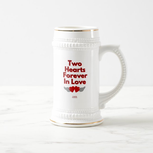 Dois Corações Para Sempre Em Caneca de cerveja De  (Direita)