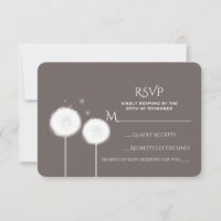 Dois Dandelions Taupe Rustic Weding RSVP