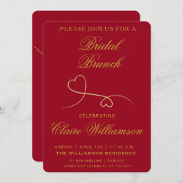 Dois Dourados Corações | Convite Red Bridal Brunch