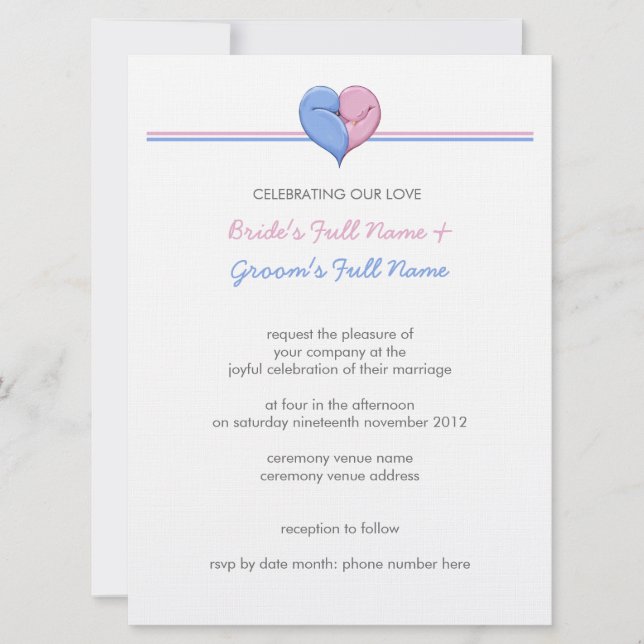 Dois Doves Um Convite De Casamento De Coração 2 (Frente)