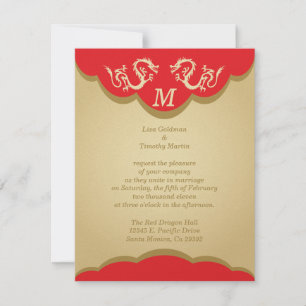 Dois Dragões Monogramaram Convite Para Casamento 