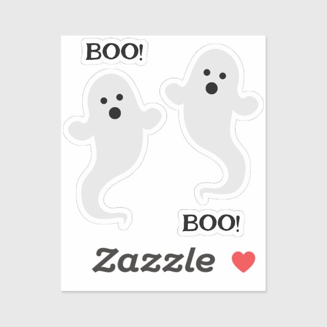 Dois Fantasmas com BOO! Adesivo de vinil com forma (Folha)