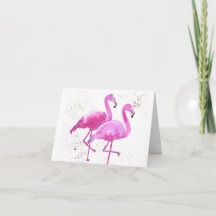 Dois Flamingos Rosa, Cartão de Saudação Dobrado