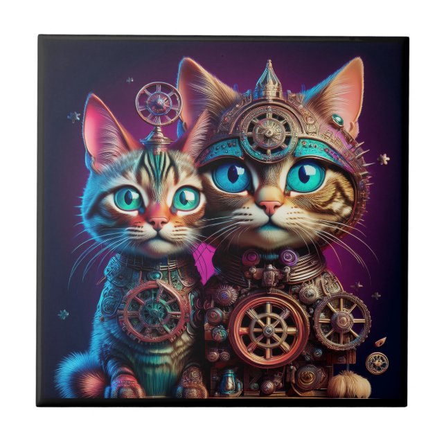 Dois Gatinhos Steampunk Posam (Frente)