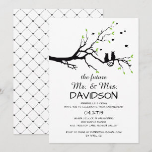 Dois Gatos Em Um Convite De Festa de noivado Em Á