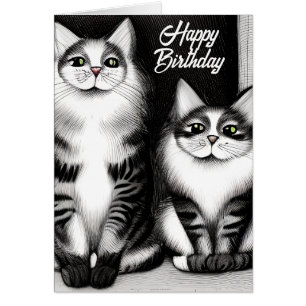 Dois Gatos Feliz Cartão de Aniversário