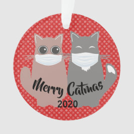 Dois Gatos Mascarados 2020 Ornamento Acrílico