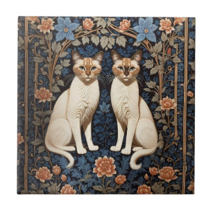 Dois gatos siameses William Morris inspirados