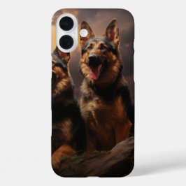 Dois German shepherd em Dusk