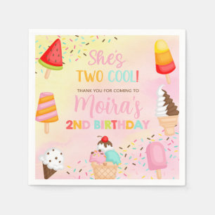 Dois guardanapos de papel de aniversário de sorvet