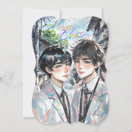 Dois Homens Bonitos com Cartão de Páscoa de Animaç